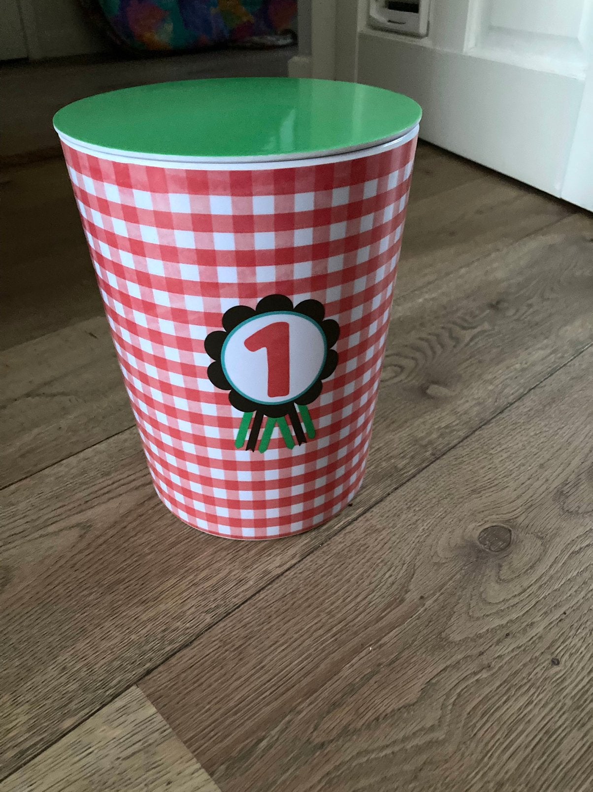 Hema voorraadpot huisdier brokjes melamine #1 ruitjes, Dieren en Toebehoren, Ophalen of Verzenden, Nieuw