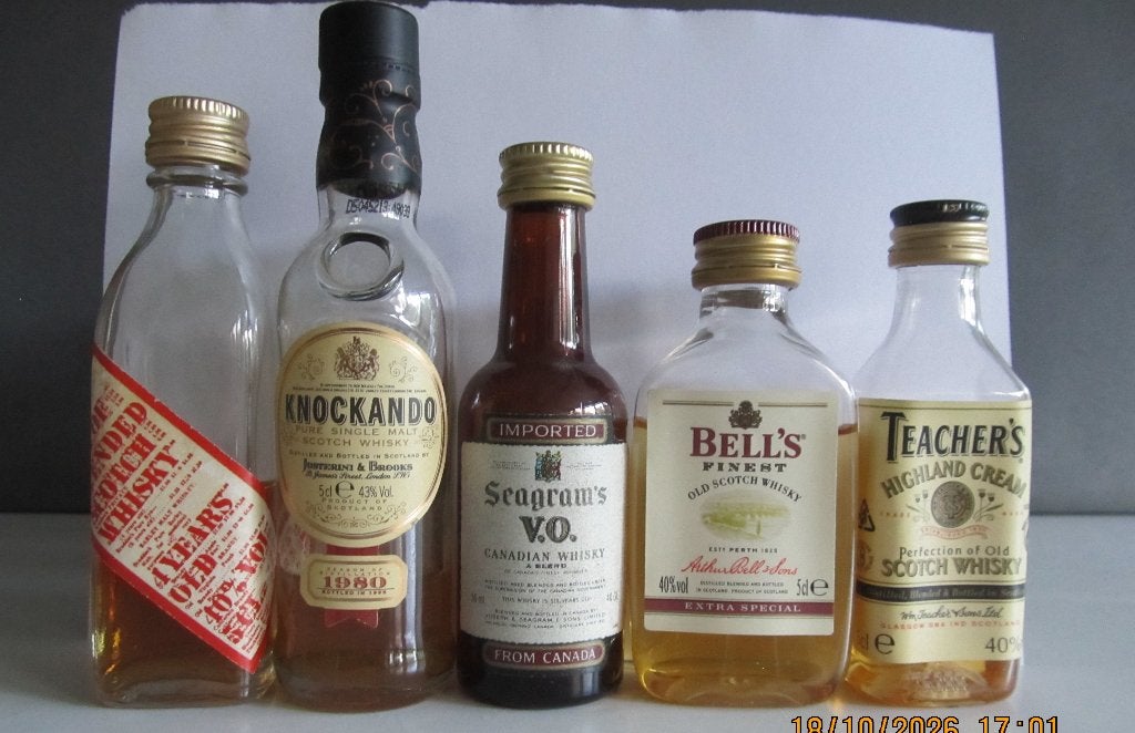 whisky miniatuurflesjes 5 stuks, Ophalen of Verzenden