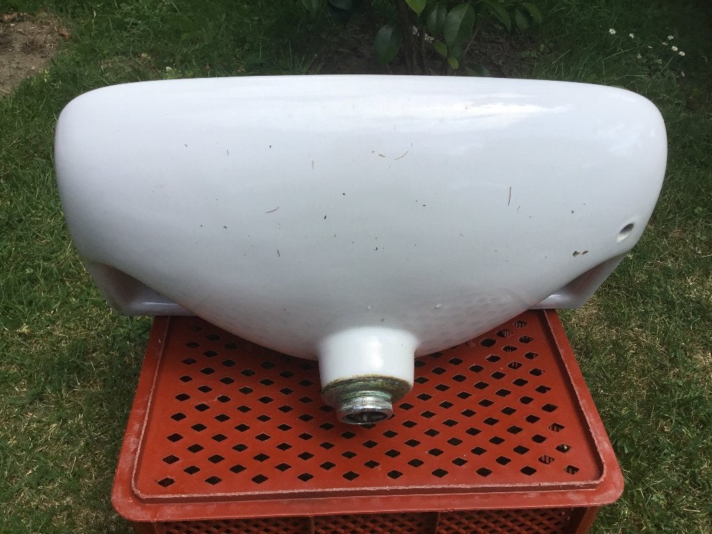 Wastafel jaren 30 Sphinx 45 cm breed en 26,5 cm diep, Ophalen, Gebruikt, Steen, Wastafel