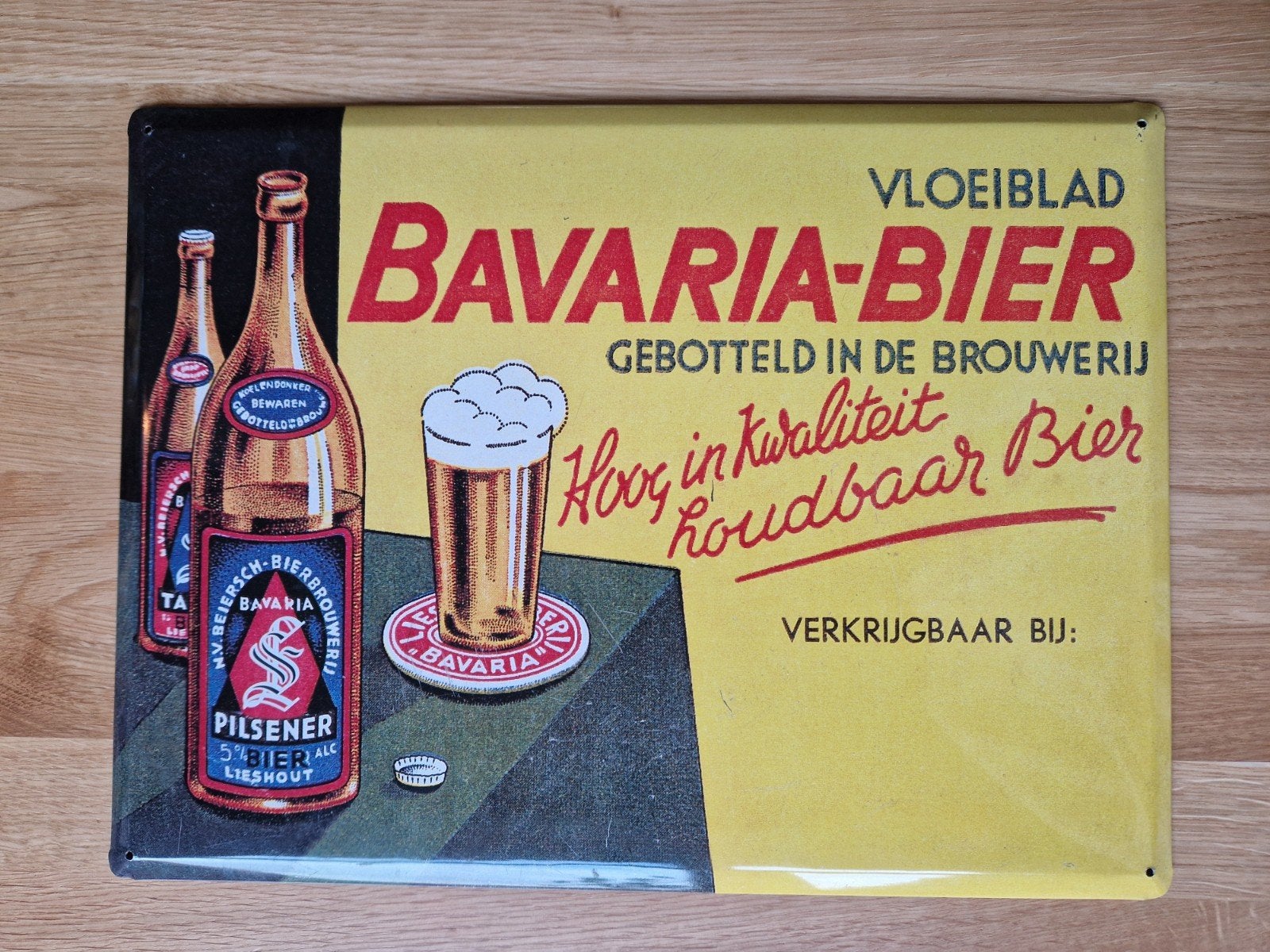 Vintage Bavaria reclame bord blik, Verzamelen, Merken en Reclamevoorwerpen, Ophalen of Verzenden, Gebruikt, Reclamebord