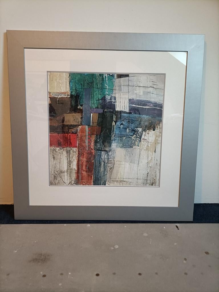 Abstract schilderij met lijst 107x107cm, Ophalen
