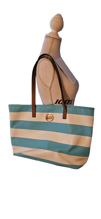 Michael Kors Jet Set Travel Stripe Tote Blauw/wit origineel, Ophalen of Verzenden, Zo goed als nieuw, Overige kleuren, Shopper