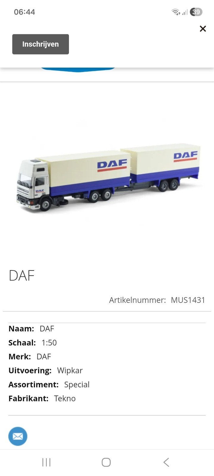 GEZOCHT GEZOCHT Daf 95 Tekno topsleeper, Hobby en Vrije tijd, Modelauto's | 1:50, Ophalen of Verzenden, Zo goed als nieuw, Bus of Vrachtwagen