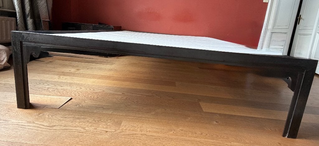 Metalen bed met metalen lattenbodem, Ophalen, Gebruikt, Zwart, Tweepersoons