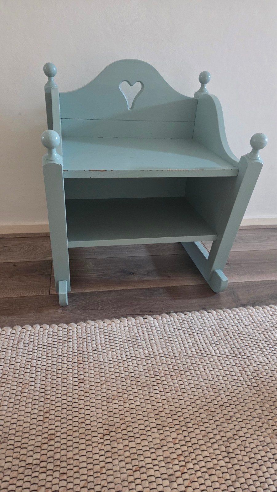 Vintage lichtblauwe houten kinder kastje, Ophalen, Gebruikt, Kast