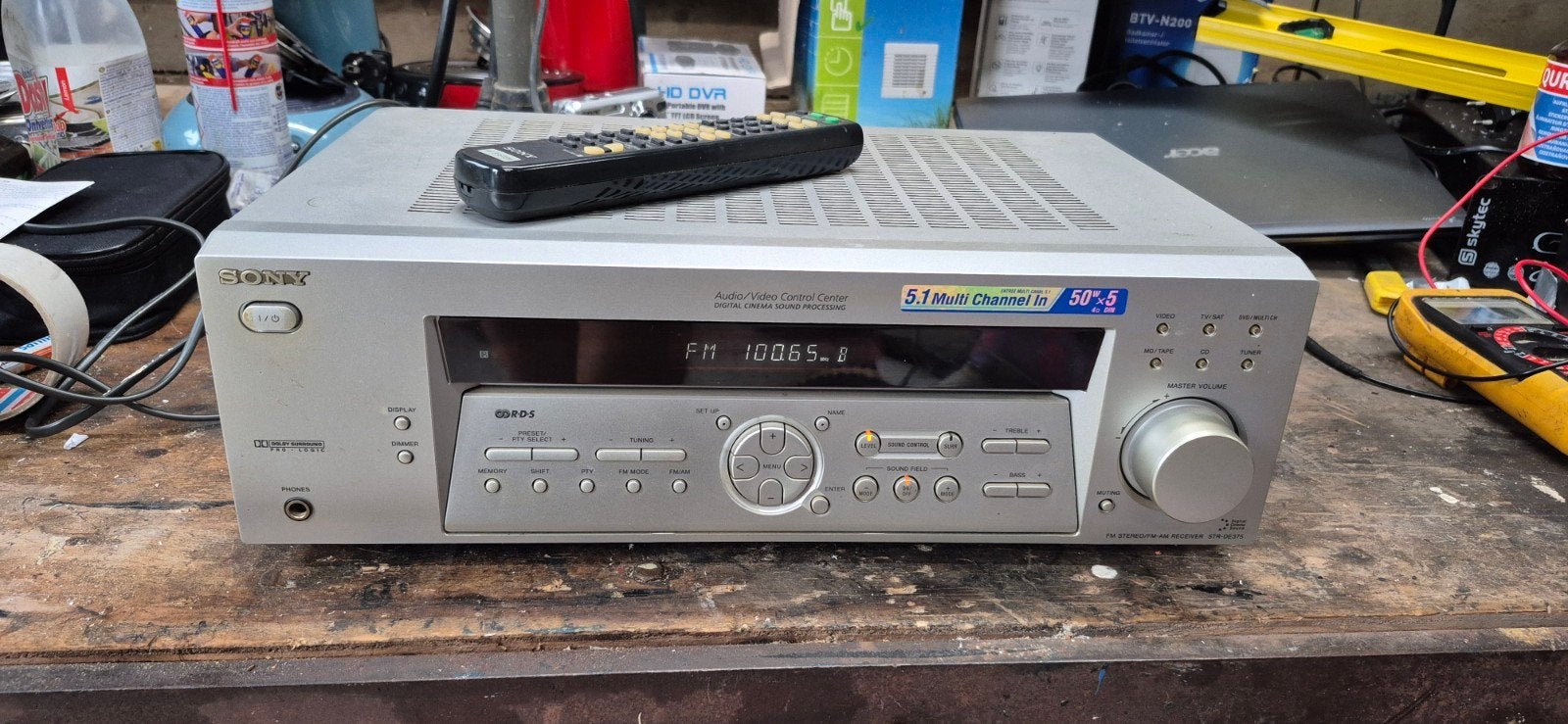 Sony STR-DE375 FM Stereo/AM Receiver met afstandsbediening, Gebruikt, Ophalen of Verzenden, Sony, Minder dan 60 watt