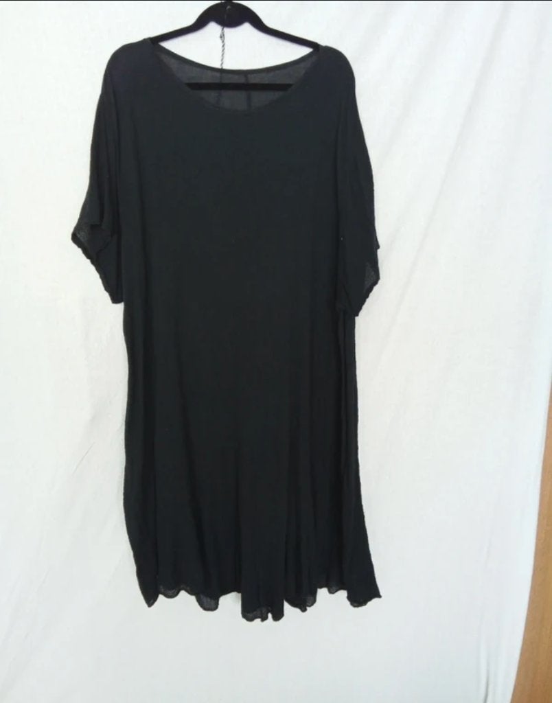 Nieuwe a-lijn jurk van 100% katoen maat 46/48 nu voor 19,99€, Made in Italy, Zwart, Maat 46/48 (XL) of groter, Nieuw