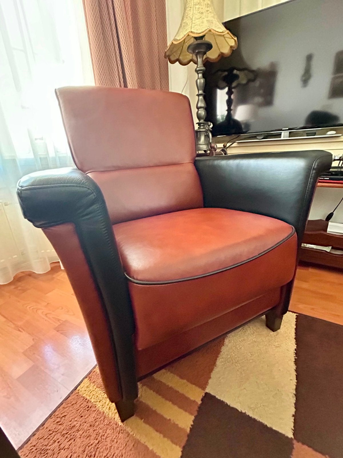 2 lederen fauteuils banken, Huis en Inrichting, Fauteuils, Ophalen, Zo goed als nieuw, 75 tot 100 cm