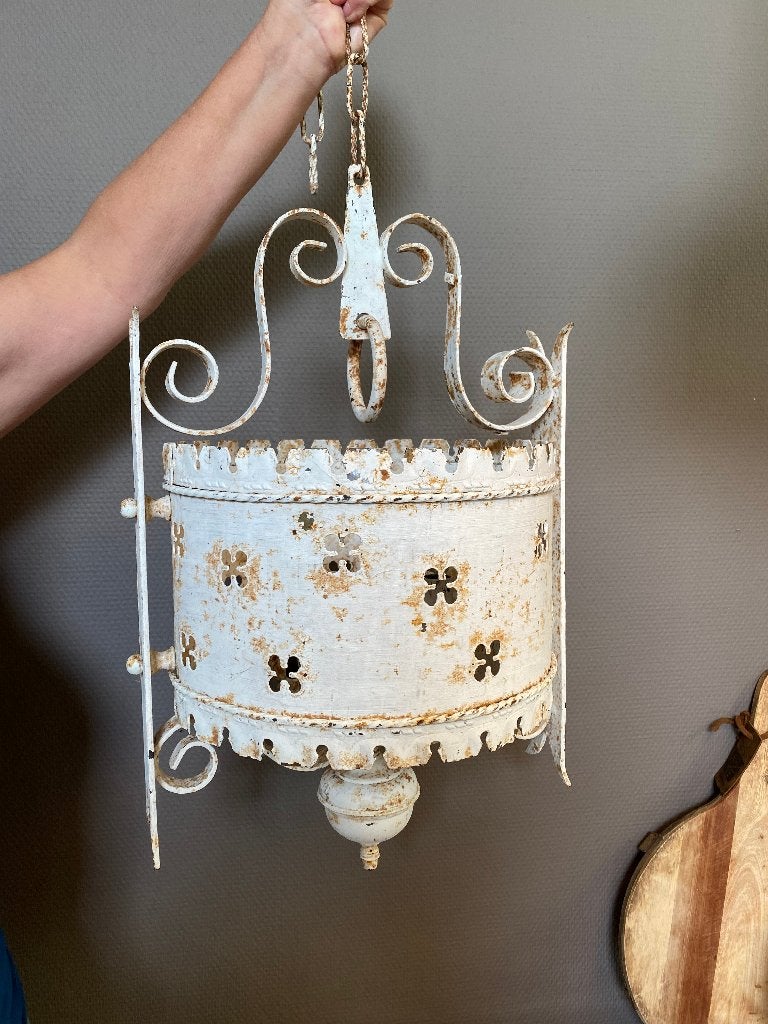 Brocante kroonluchter - in gebruik met kaarsen, Ophalen of Verzenden