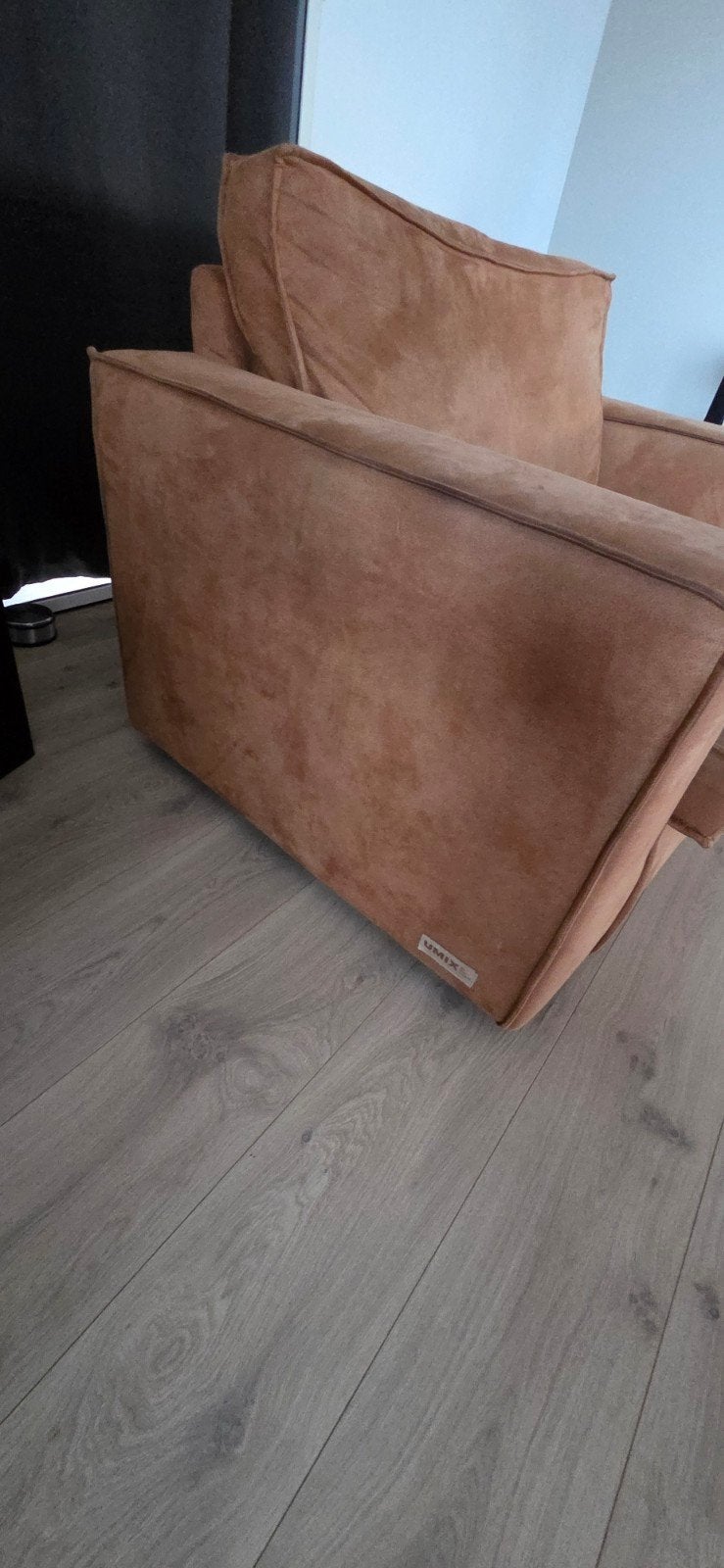 Comfortabele fauteuil in cognac kleur, Ophalen, Gebruikt, 75 tot 100 cm, 75 tot 100 cm