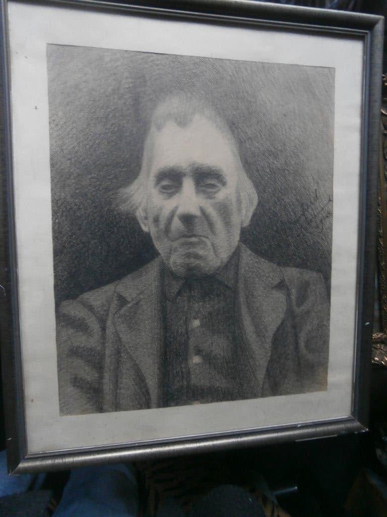 Byzonder getekend Creepy portret van een Boerenman ?, Antiek en Kunst, Kunst | Tekeningen en Foto's, Ophalen