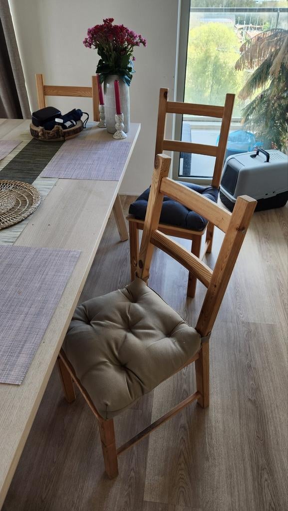IKEA IVAR Eetkamerstoelen met kussens (4 stuks), Huis en Inrichting, Stoelen, Overige kleuren, Ophalen of Verzenden, Vier, Stof