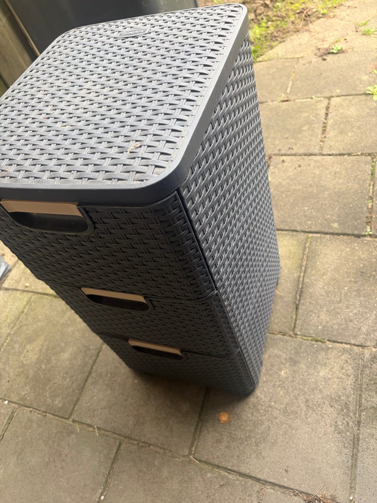 Curver Opbergkast met 3 Lades - Antraciet Rattan Look, Ophalen, Gebruikt