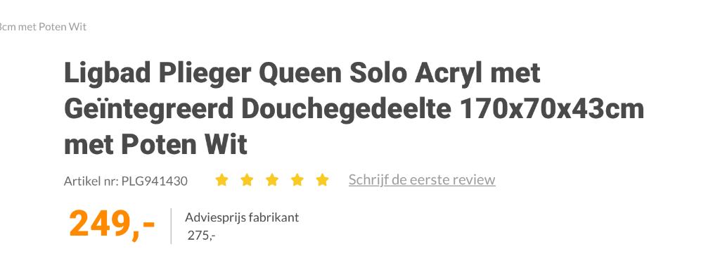 Ligbad met Geintegreerd Douchegedeelte 170x7043cm, Ophalen, Nieuw, Bad