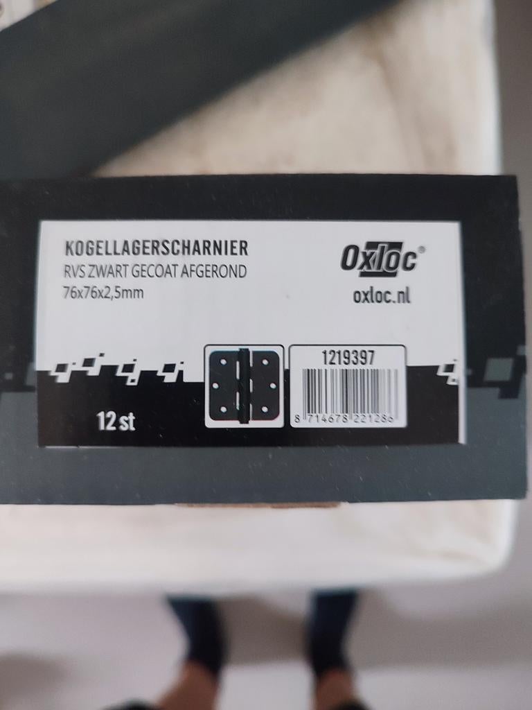 19 Oxloc Kogellagerscharnier RVS Zwart Afgerond 76x76, Ophalen of Verzenden, Nieuw, Rvs, Scharnier