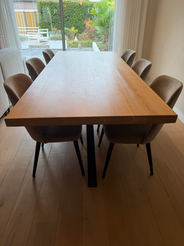 Goossens eikenhouten eettafel 240x100,5 cm, Huis en Inrichting, Tafels | Eettafels, Ophalen, Gebruikt, 100 tot 150 cm, Eikenhout