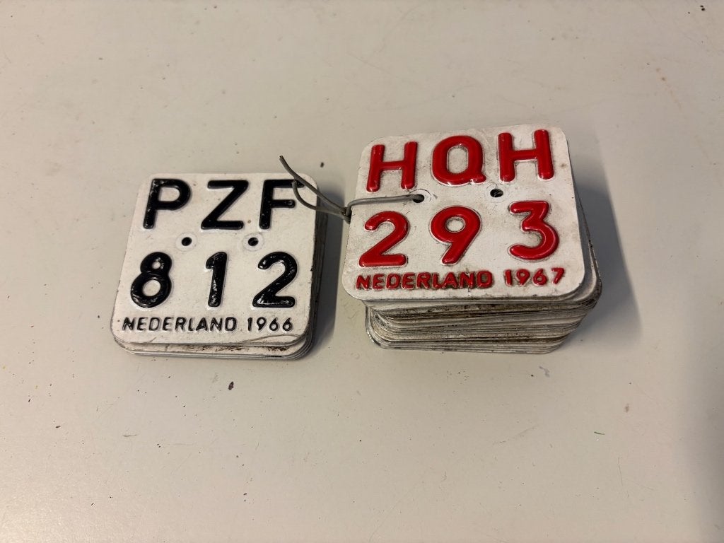Vintage Brommer Nummerplaatjes Jaren 60, Ophalen of Verzenden, Gebruikt, Overige typen