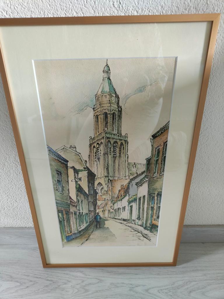 Schilderij Eusebiuskerk Arnhem - Kunsthandel van der Schaar, Antiek en Kunst, Ophalen