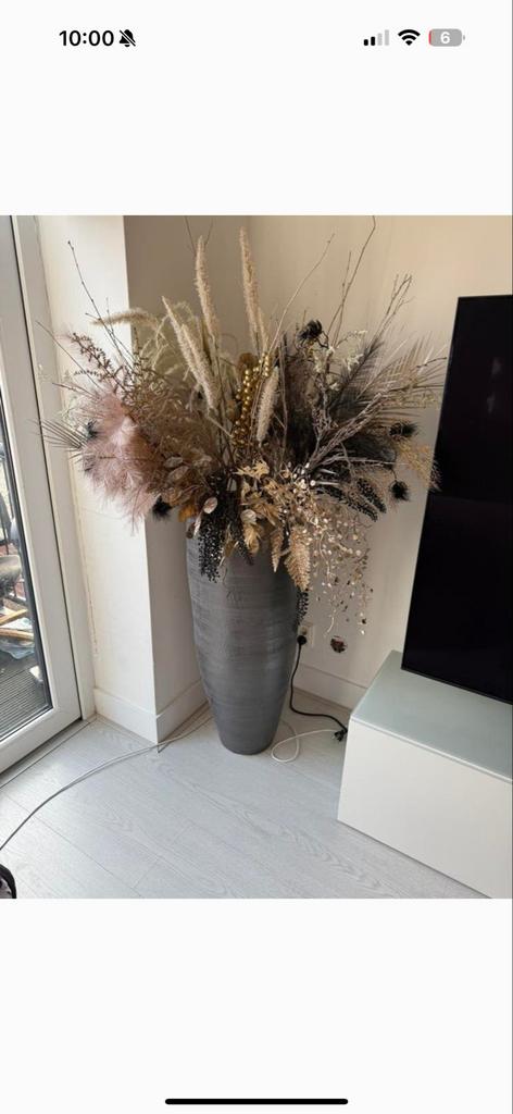 Grote vaas met droogbloemen, Ophalen, Overige materialen, Overige kleuren, Zo goed als nieuw