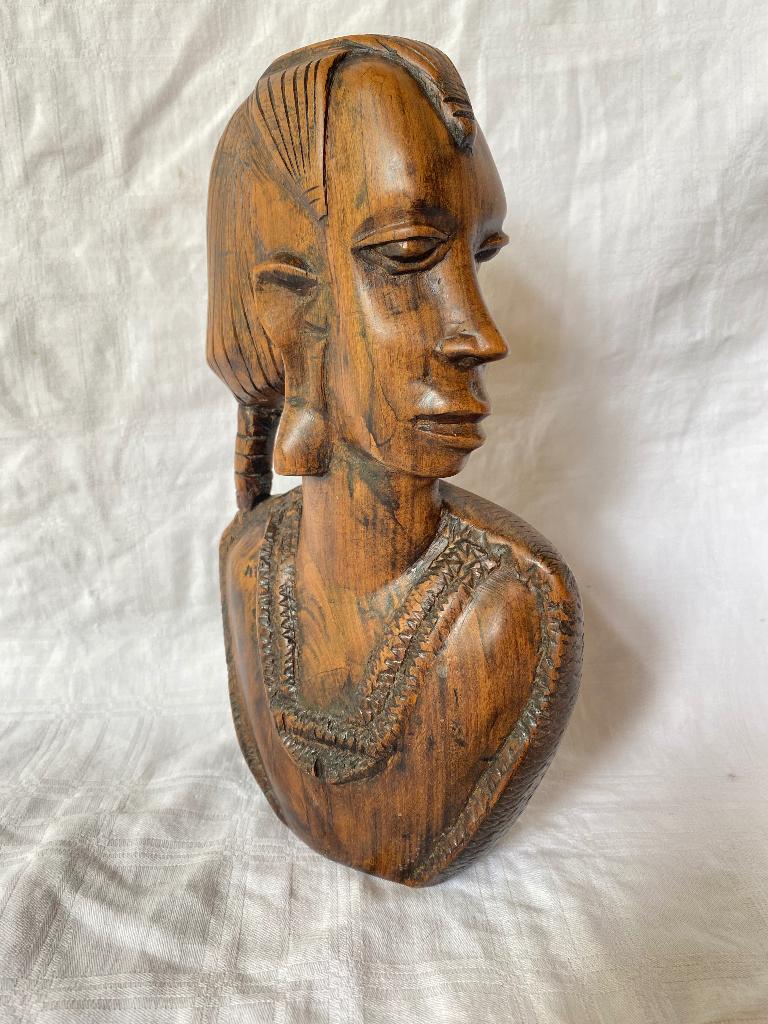 Afrikaans houtsnijwerk buste, Antiek en Kunst, Kunst | Beelden en Houtsnijwerken, Houtsnijwerk, Ophalen of Verzenden, Handgemaakt