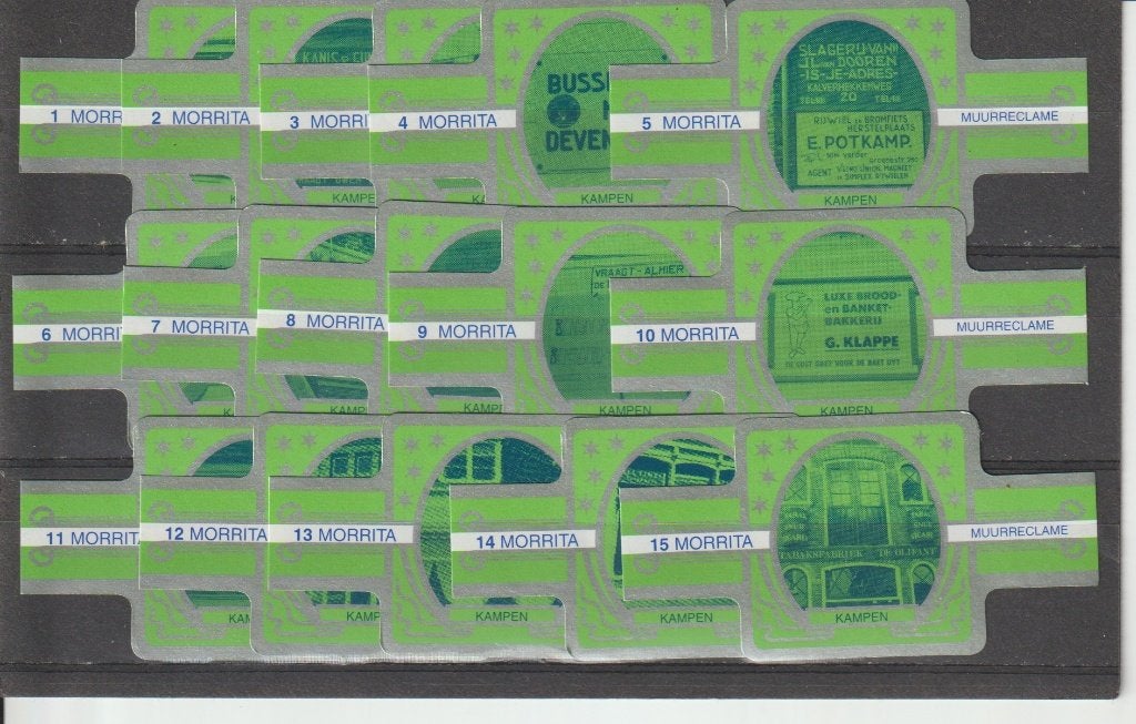 reeks 1935   muurreclame  1-15   sigarenbanden, Verzamelen, Ophalen of Verzenden, Zo goed als nieuw, Sigarenbandjes