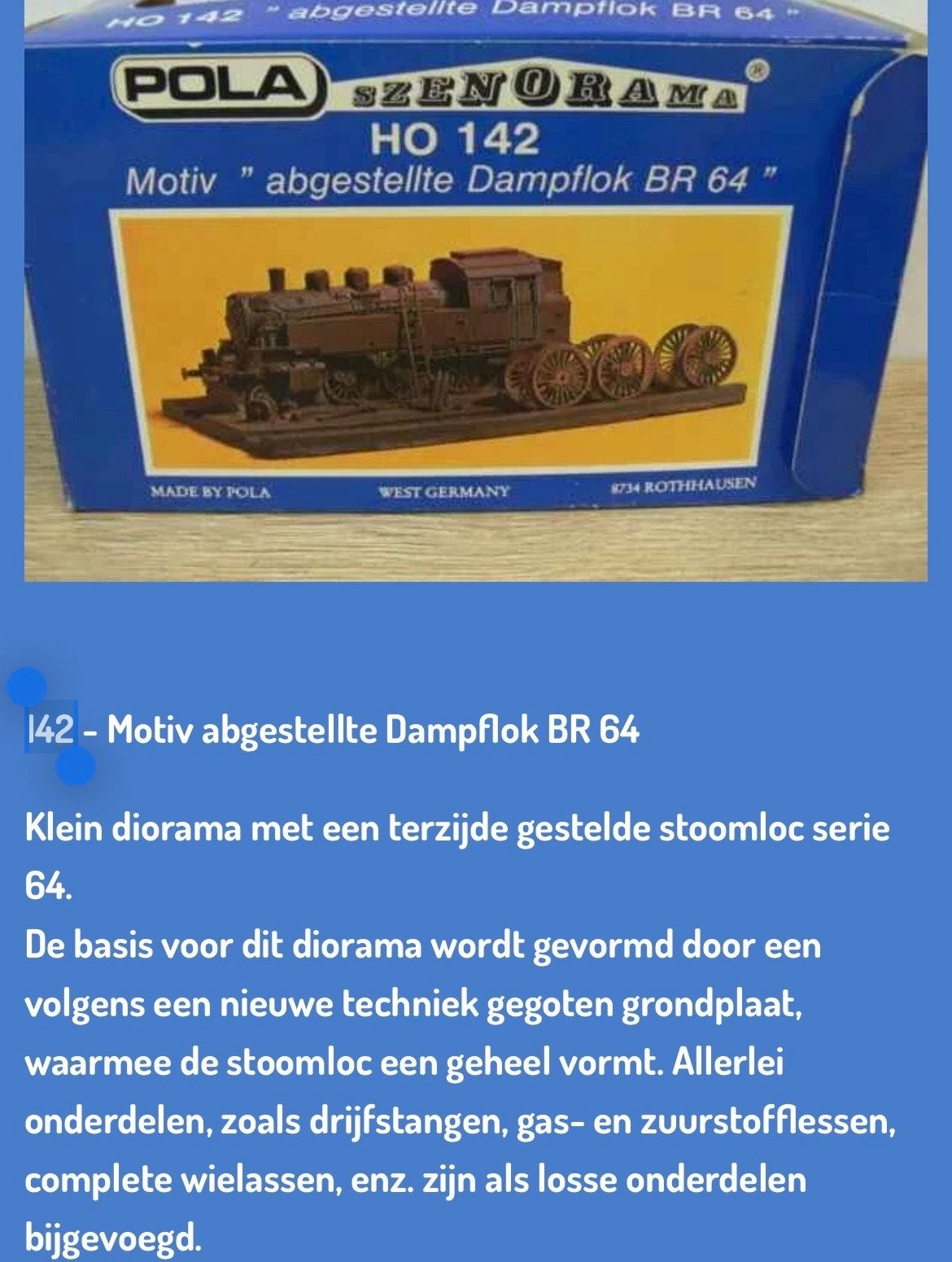 Pola Szenorama HO 142: Abgestellte Dampflok BR 64 Diorama, Overige merken, Gelijkstroom of Wisselstroom, Overige typen, Nieuw