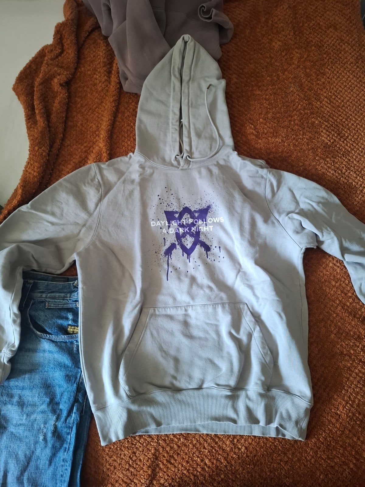Daily Paper Hoodie - Grijs met paarse print, Kleding | Heren, Ophalen of Verzenden, Gedragen, Daily Paper