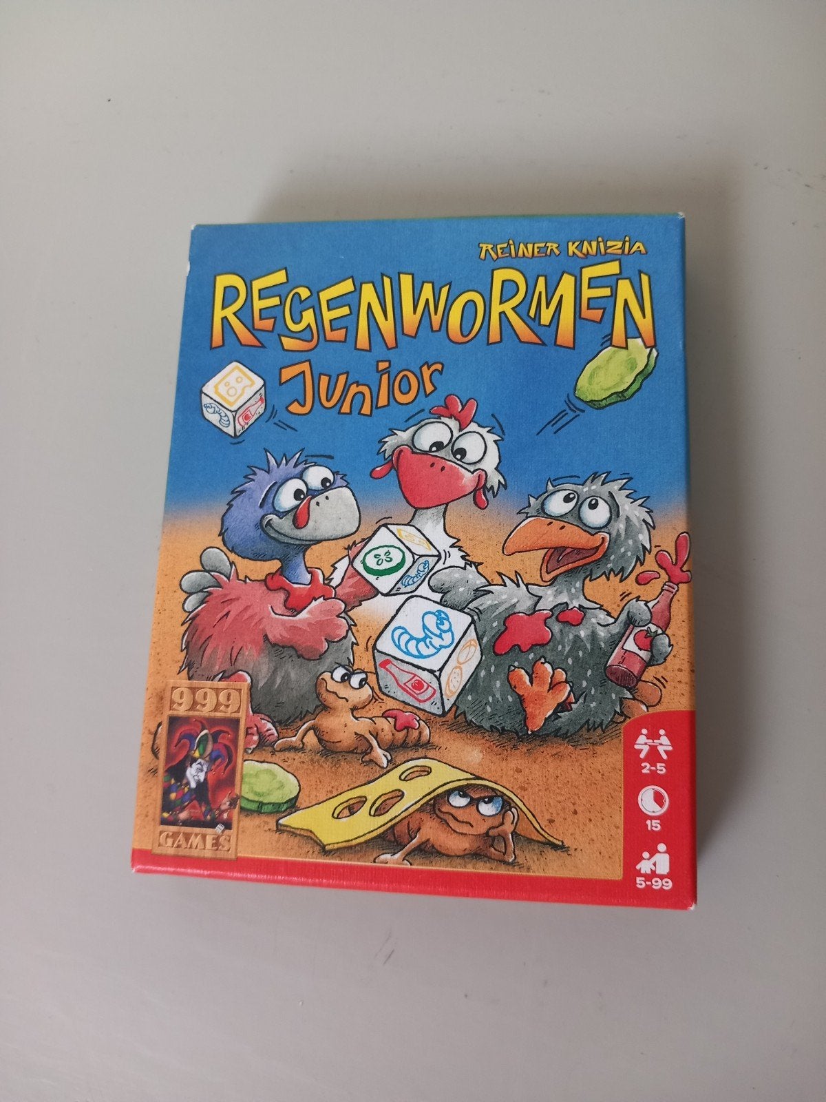 Regenwormen Junior - Leuk dobbelspel voor kinderen, Drie of vier spelers, Ophalen of Verzenden, Zo goed als nieuw, 999 Games