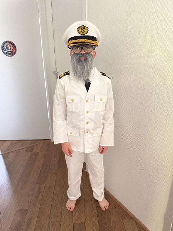 verkleedset, carnaval, kapitein maat 152, Jongen of Meisje, Ophalen of Verzenden, Zo goed als nieuw, Setje