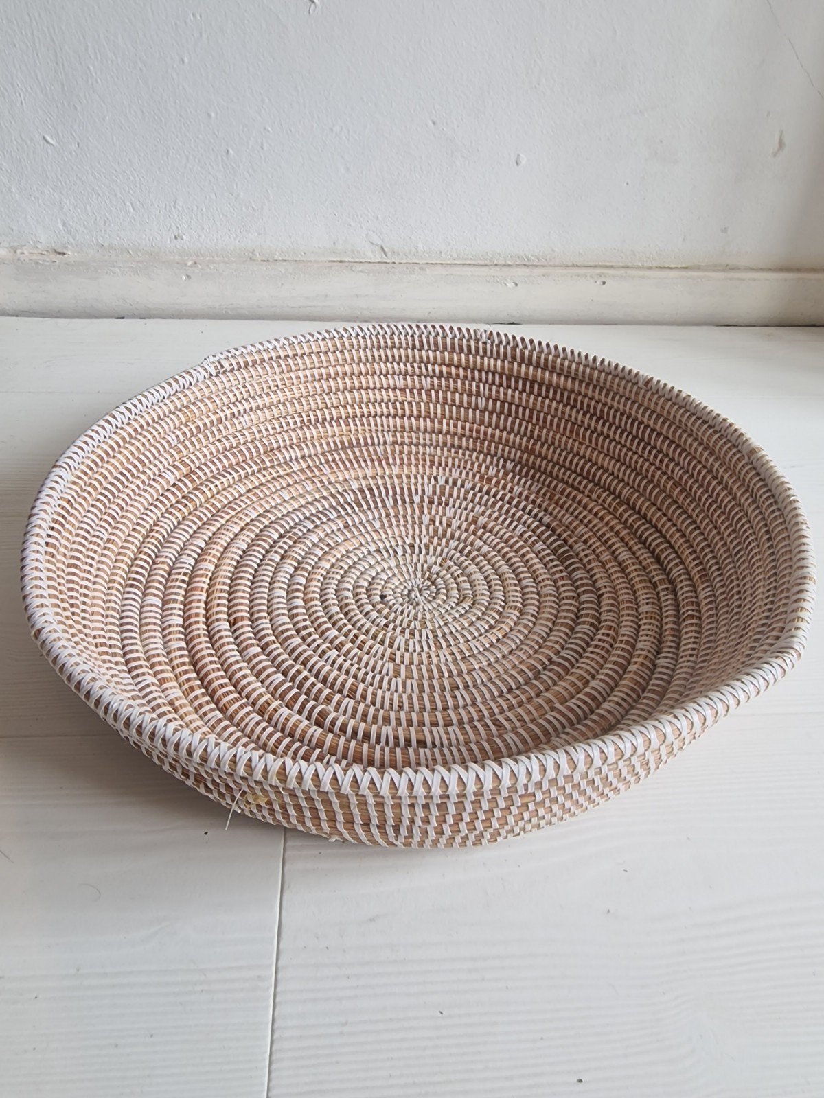 Mooie rieten fruitmand - 42cm diameter, Gevlochten, Mand, Rond, Ophalen of Verzenden