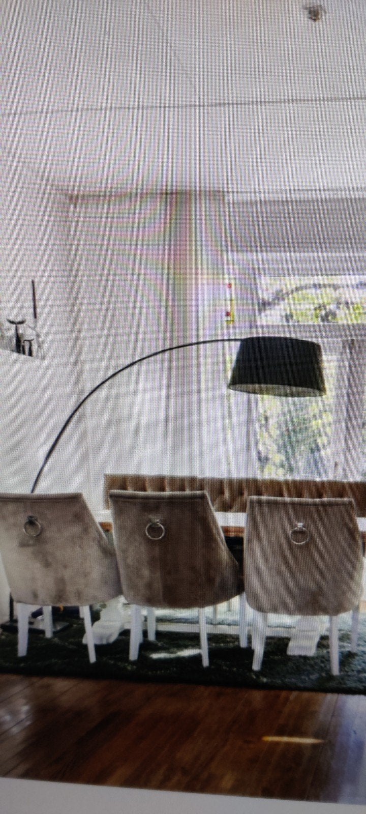 Moderne booglamp met zwarte kap, Huis en Inrichting, Ophalen, Metaal, E27 (groot), Zo goed als nieuw