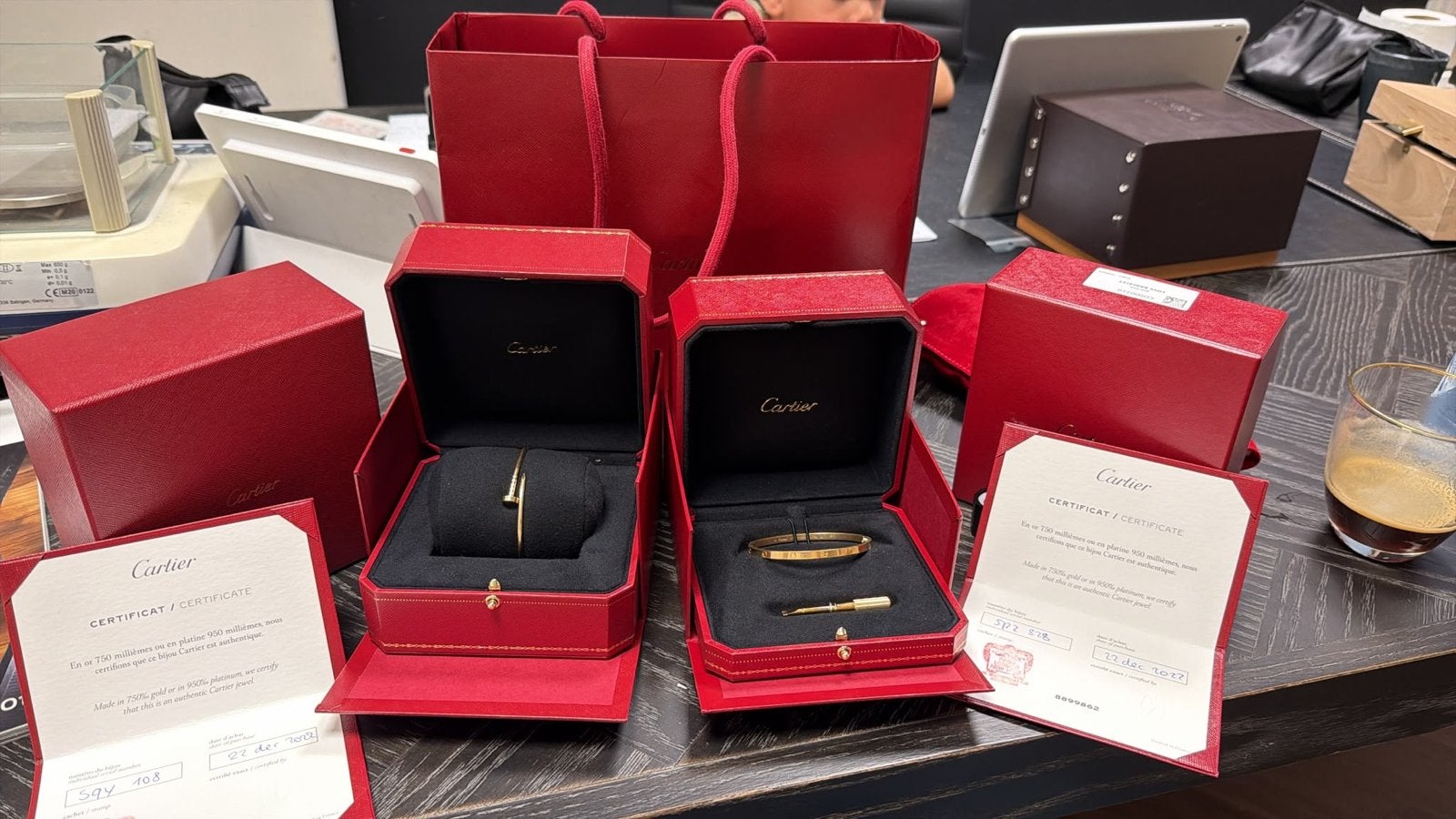 Cartier Love Armband (17) & Juste un Clou (16) met toebehore, Cartier, Cartier, Geel, Ophalen of Verzenden