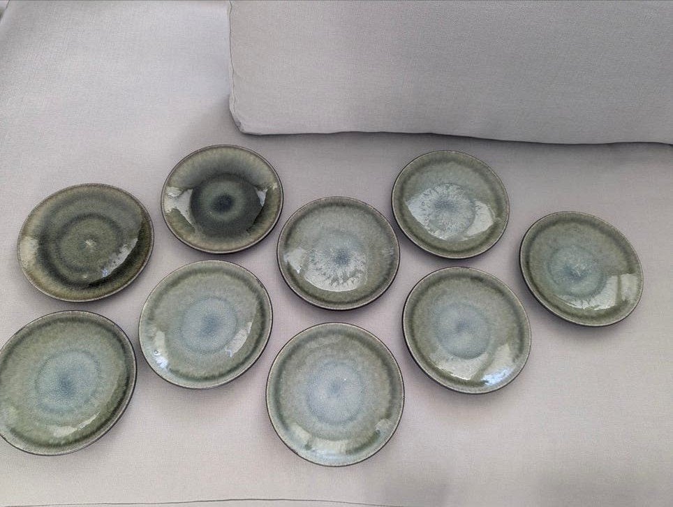 9x Jars Céramistes Tourron Jade ontbijtborden  dessertborden, Ophalen of Verzenden, Overige stijlen