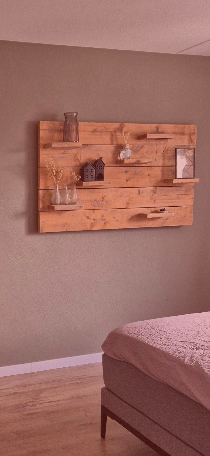 wandbord van steigerhout met planken, Ophalen, Gebruikt, Hout, Bruin