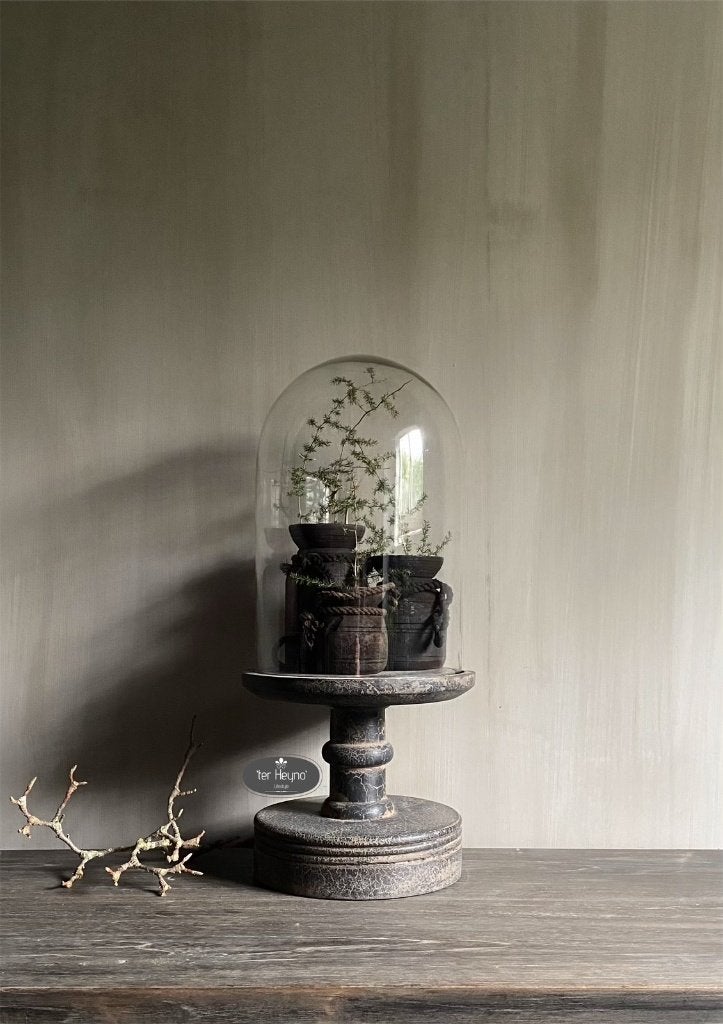 Stolp op oud houten voet L glazen hout glas stoer landelijk, Hout, Verzenden, Nieuw, Handgemaakt