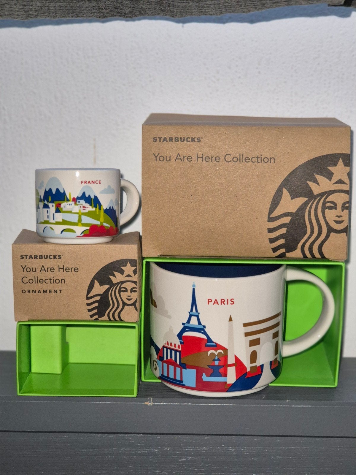Starbucks YAH Set Frankrijk Paris Mok & Mini France ornament, Keramiek, Nieuw, Overige stijlen, Starbucks