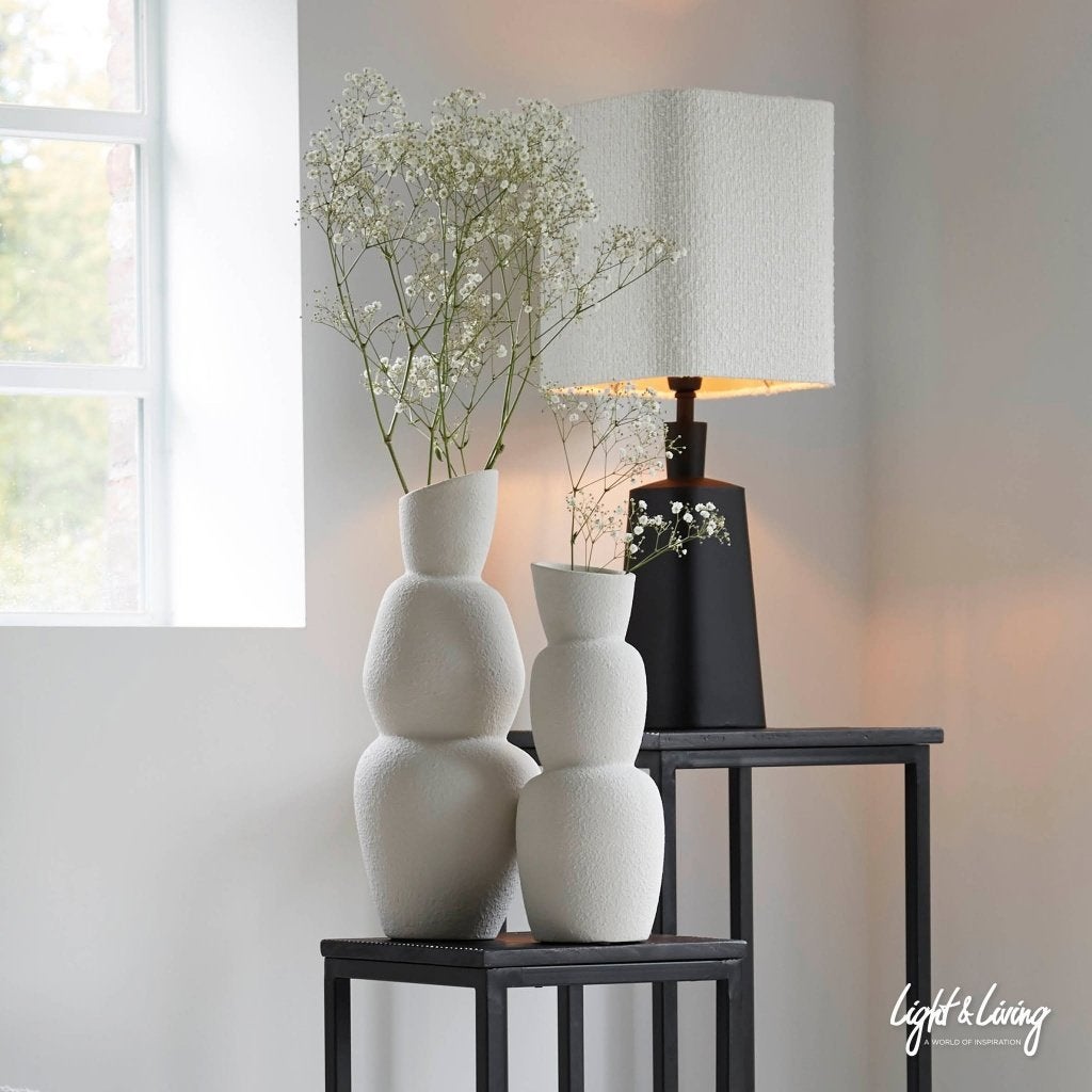 Luxe design Lampenkap Bolero 25x25x30 cm wit (excl. lamp), 25 cm, Tafellamp, Wit, Vierkant