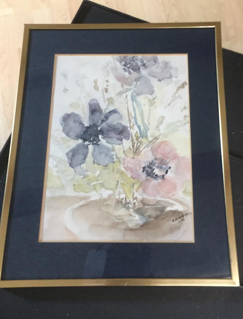 Aquarel 30 x25 cm in mooi lijst, Antiek en Kunst, Kunst | Tekeningen en Foto's, Ophalen of Verzenden