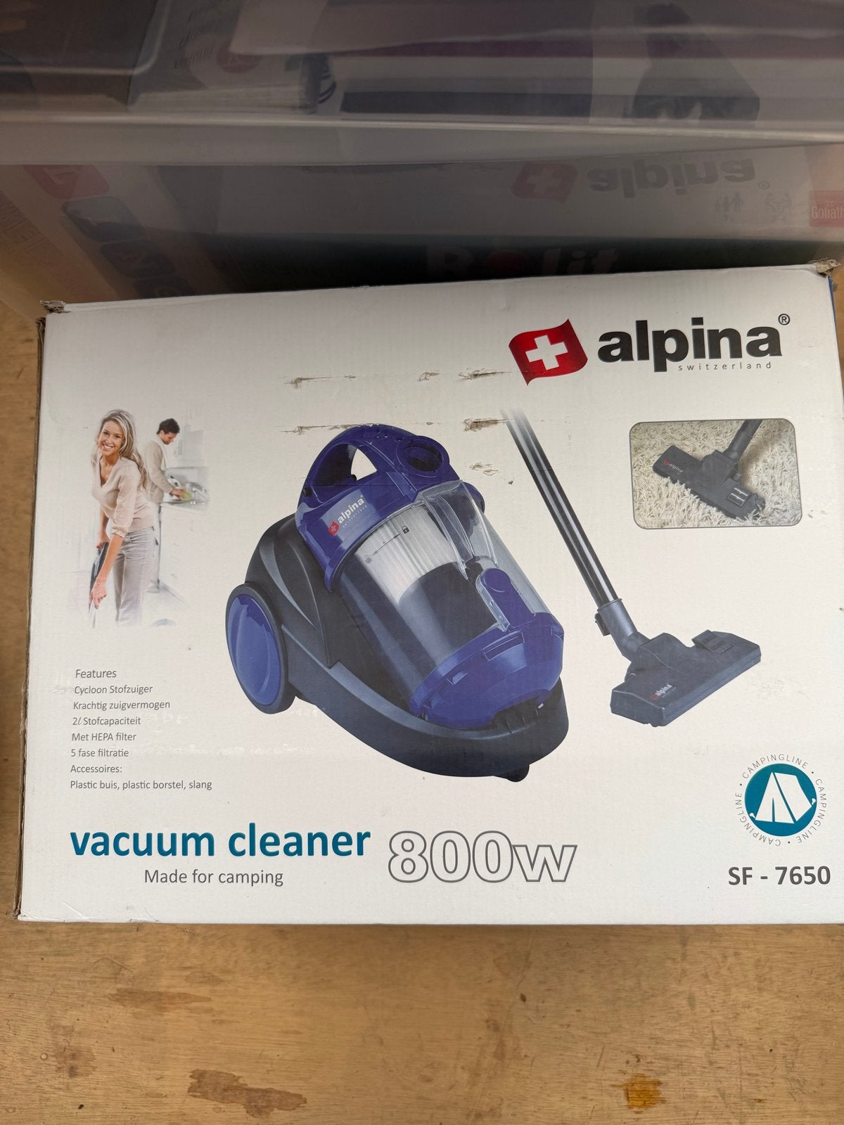 Alpina Campingline Cycloon Stofzuiger SF-7650, Gebruikt, Ophalen of Verzenden, Sledestofzuiger, Reservoir