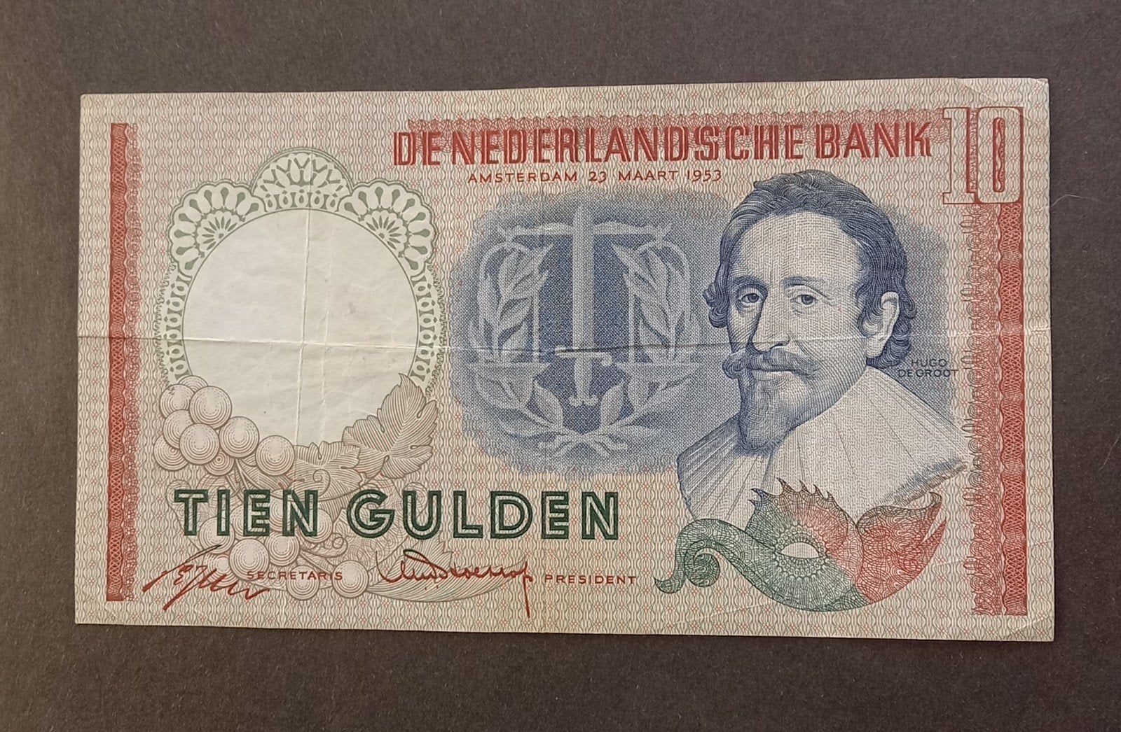 Zeldzaam 10 Gulden biljet uit 1953 - Hugo de Groot, Postzegels en Munten, Bankbiljetten | Nederland, Ophalen of Verzenden