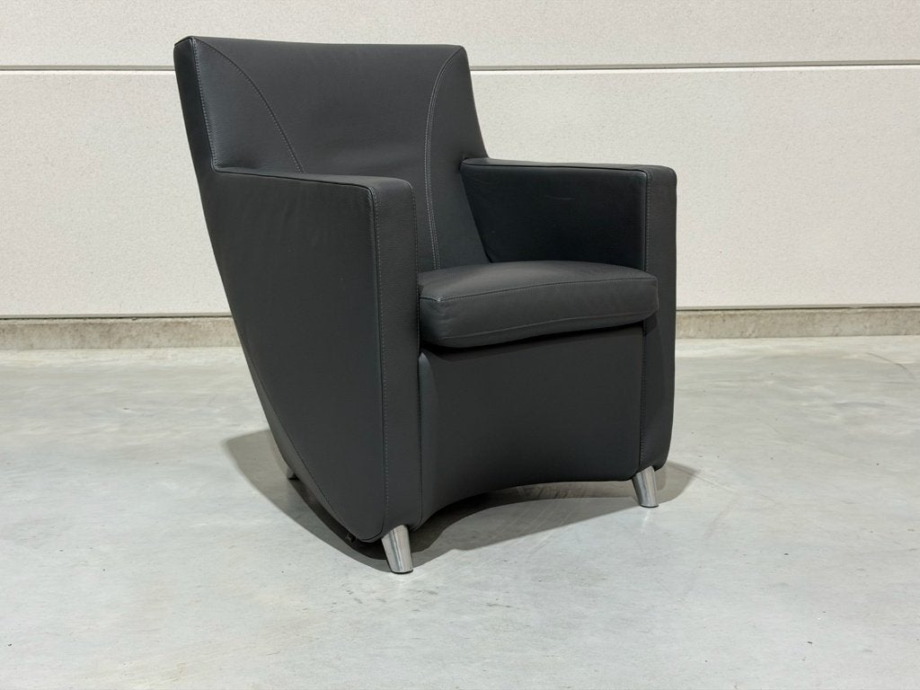 Leolux Dolcinea fauteuil - grijs leer - zo goed als nieuw