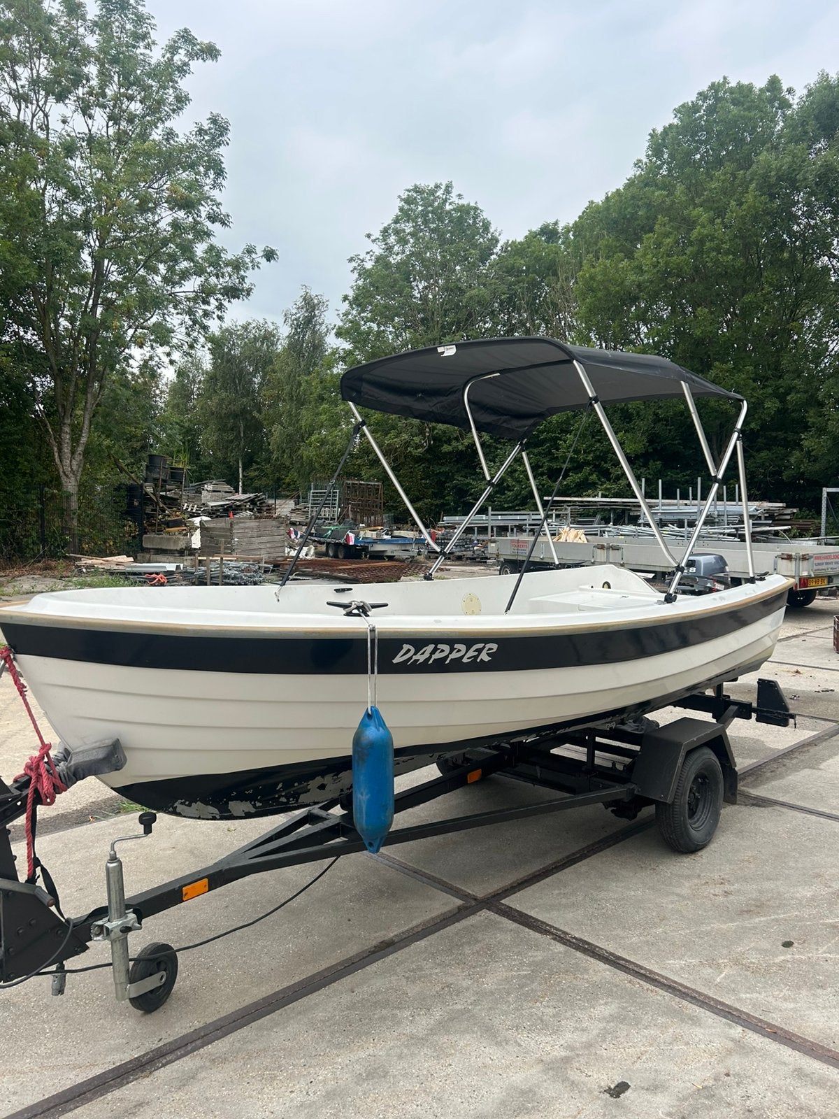 Polyester boot + trailer | 6 m | yamaha 8PK | DAPPER |, Watersport en Boten, Speedboten, Gebruikt, 1.80 meter, Ophalen of Verzenden