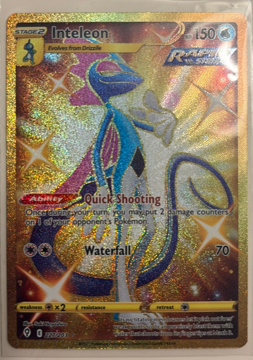 Te koop Inteleon Gold Secret Rare 227/203!, Ophalen of Verzenden, Zo goed als nieuw, Losse kaart