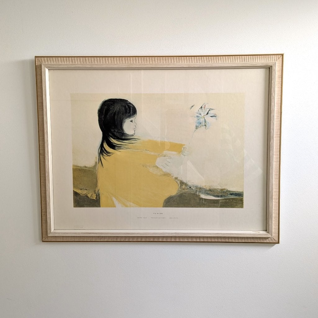 Vintage prent Vo-Dinh voor UNICEF ‘Wind Play’, Ophalen, 50 – 75, Gebruikt, Print