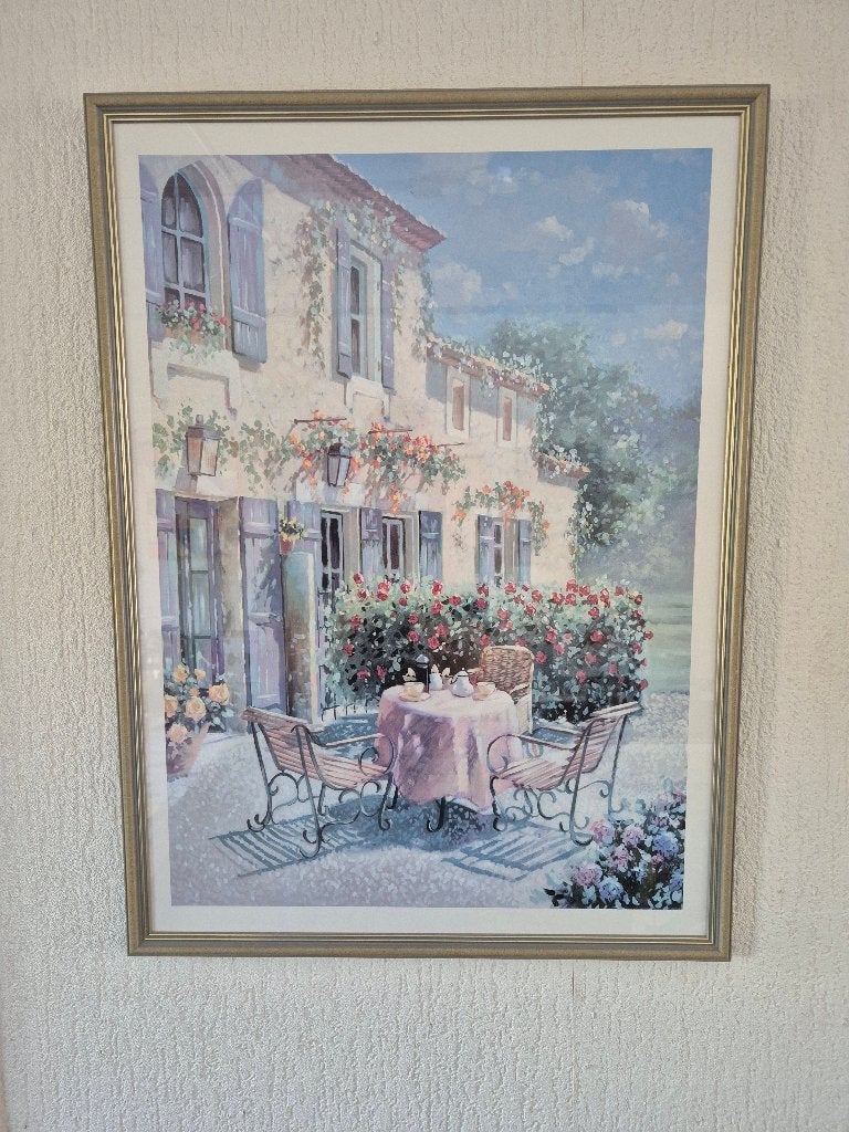 Aquarel "Luncheon at the villa" Marc Lamers, ingelijst, Ophalen, Ingelijst, Realistisch, Aquarel