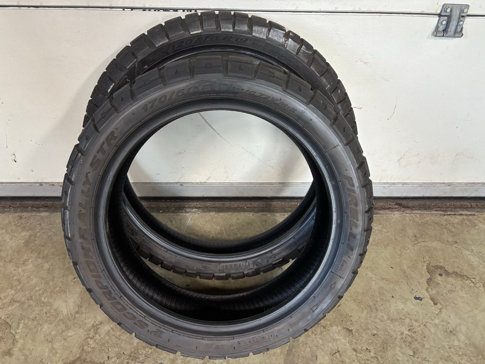 Pirelli Scorpion Rally STR banden - 120/70R19 en 170/60R17, Ophalen, Gebruikt