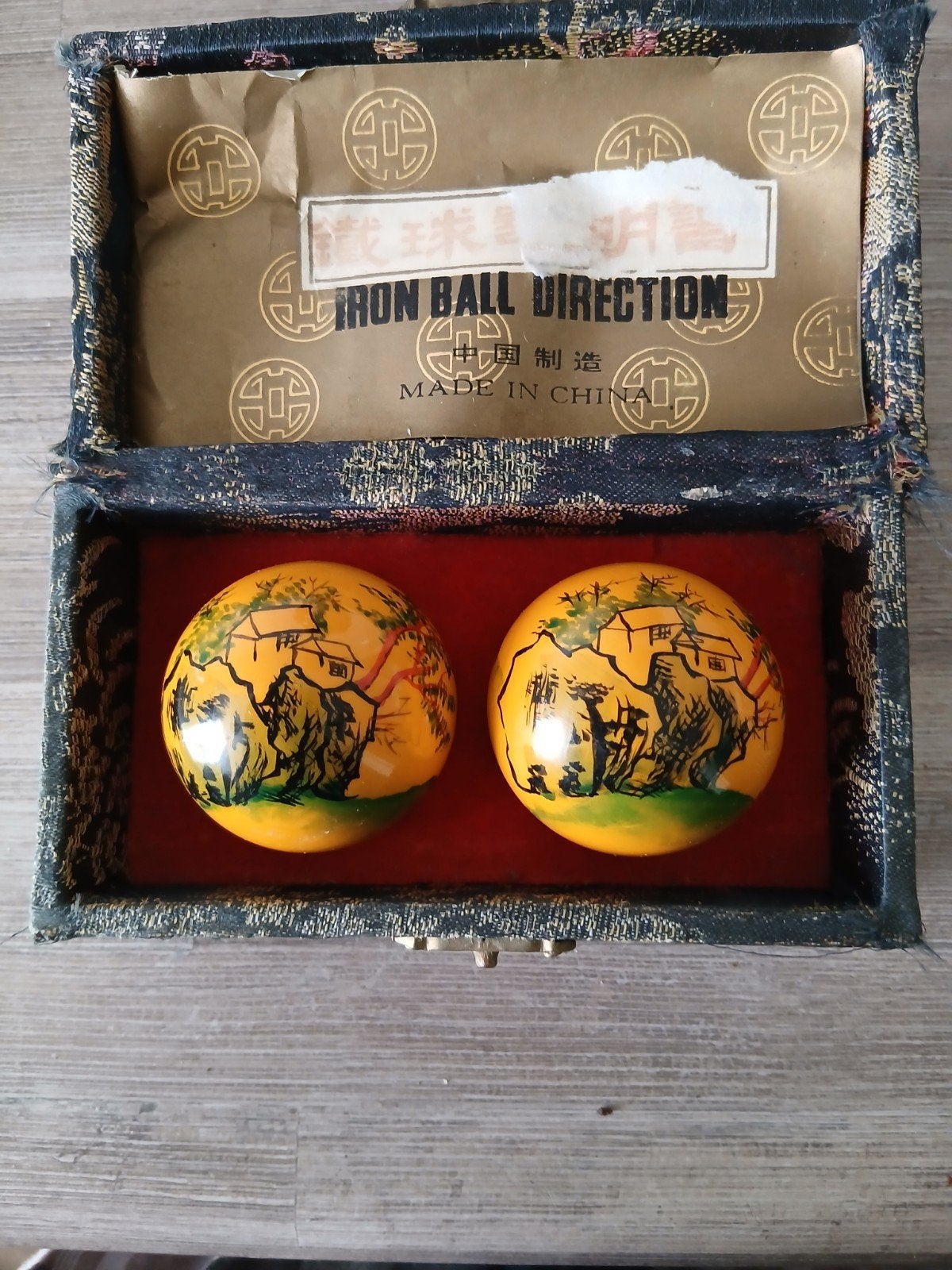 Vintage Baoding Chinese gezondheidsballen in doosje, Antiek en Kunst, Ophalen of Verzenden