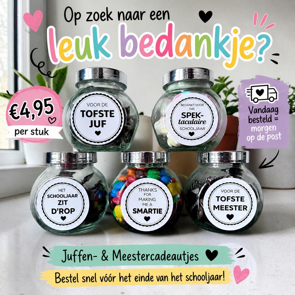Juffen- & Meestercadeautjes: Bedankjes voor het schooljaar, Ophalen of Verzenden, Nieuw, Feestartikel, Overige