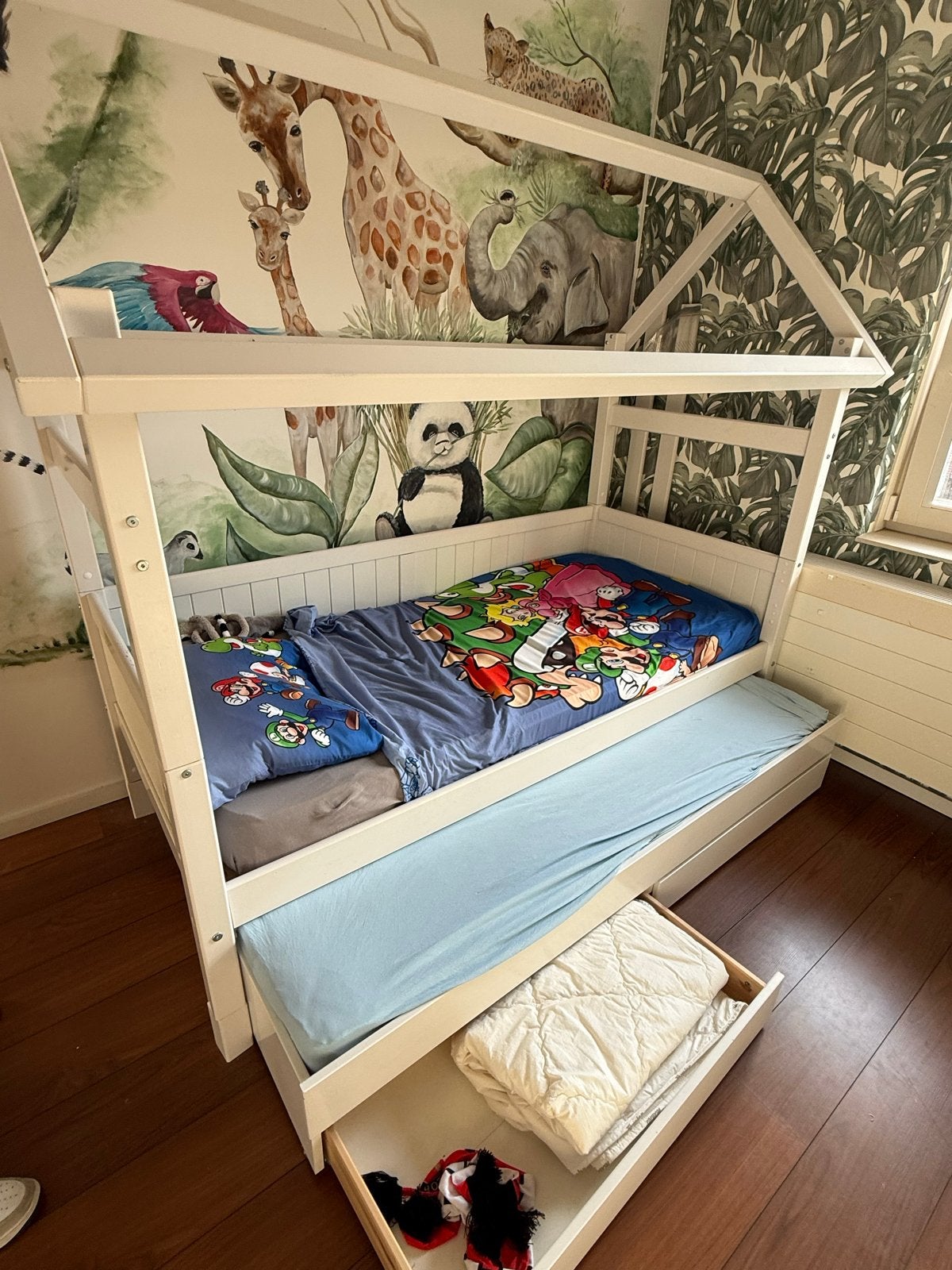 Beterbed Flex World Puck inclusief logeerbed en opberglades, Ophalen, 85 tot 100 cm, Gebruikt, Hoogslaper of Stapelbed