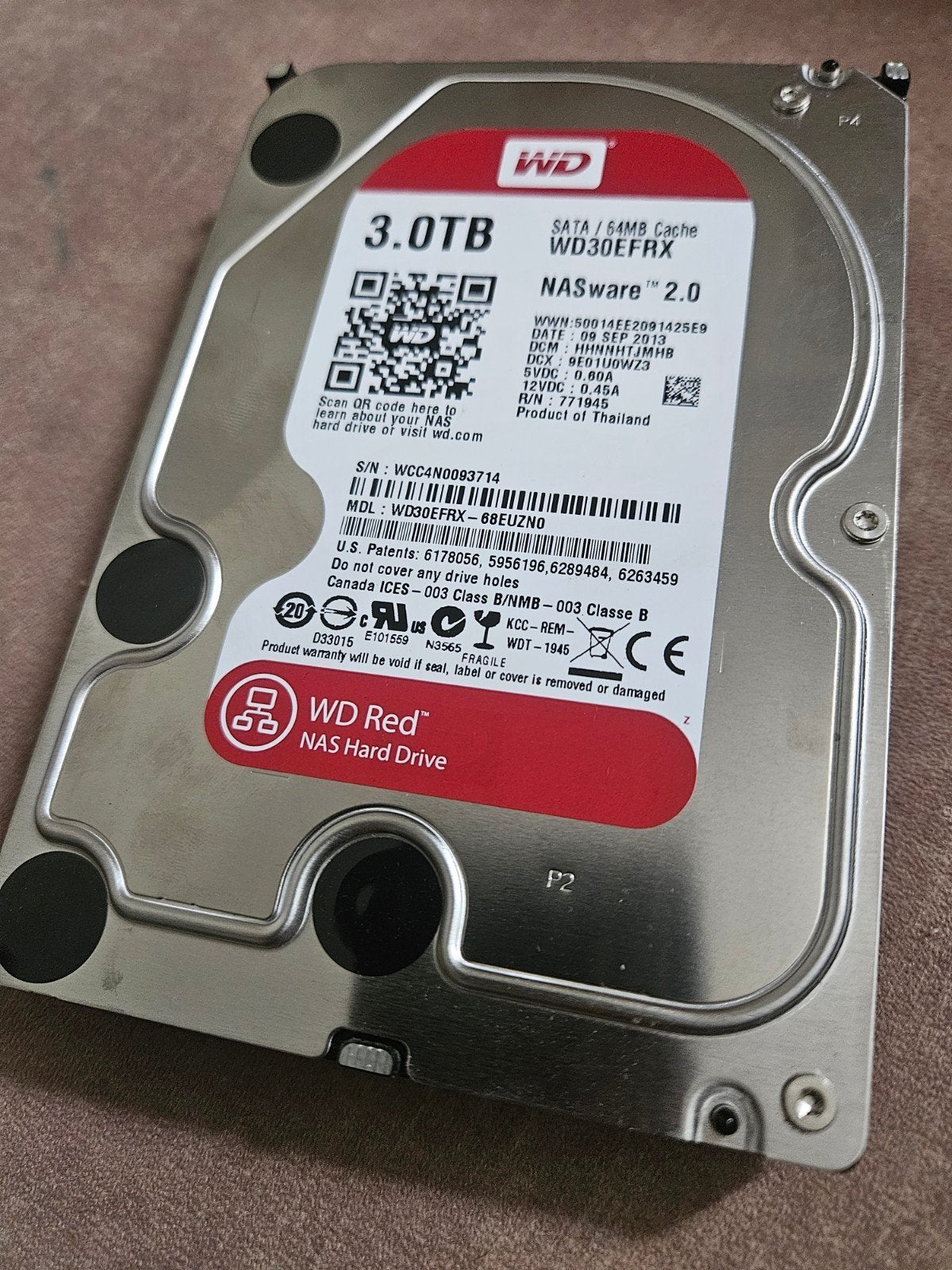 WD Red 3TB NAS Hard Drive - SATA 6Gb/s, Computers en Software, Intern, Gebruikt, Server, Ophalen of Verzenden